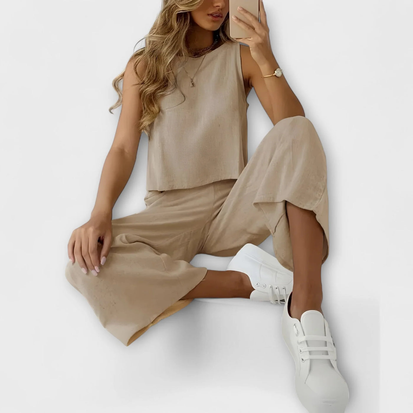 Livia – Conjunto de Lino Sin Mangas